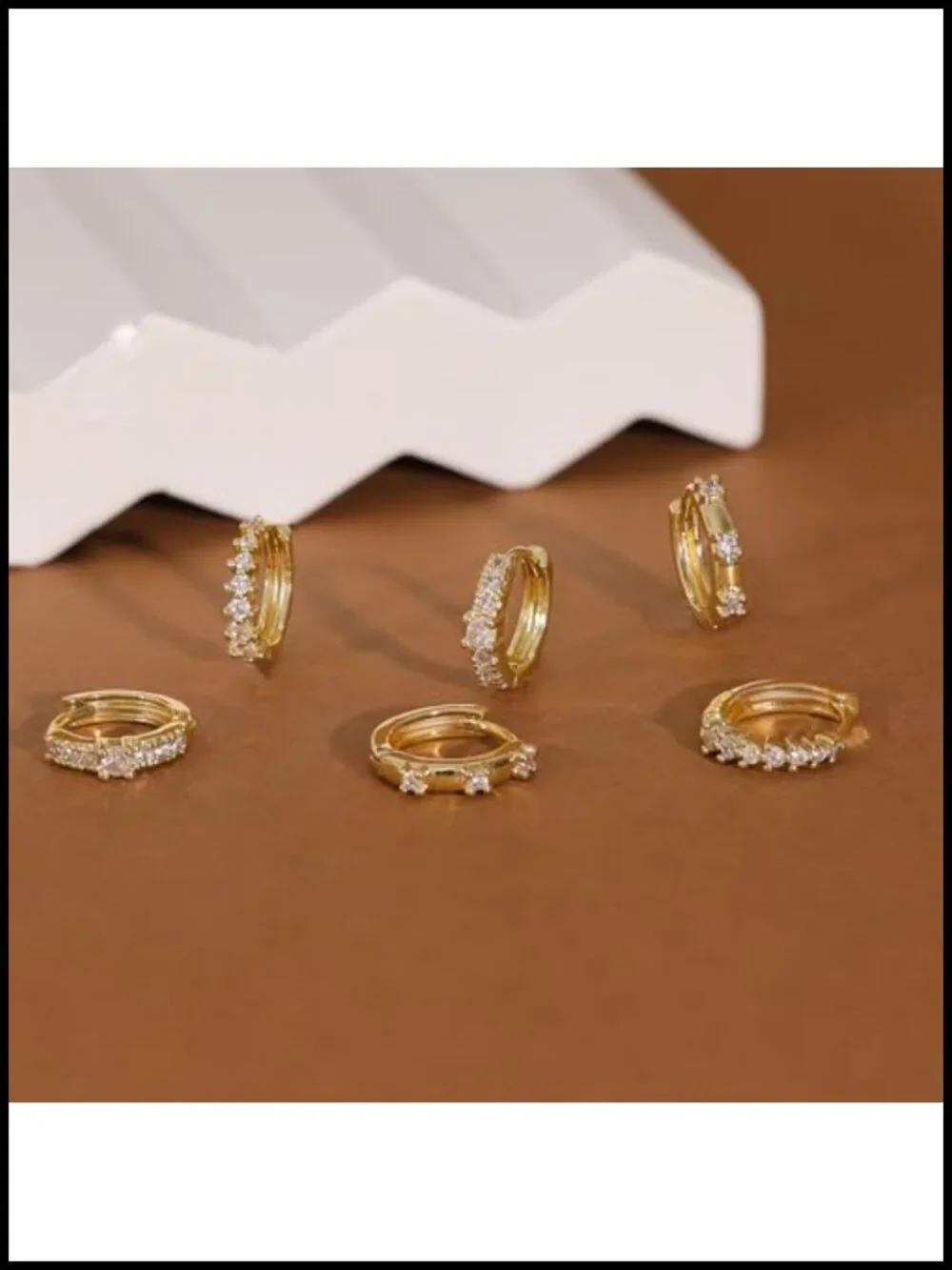 Dainty Gold Plated Huggie Hoop Earrings Set with CZ Charms Hypoallergenic